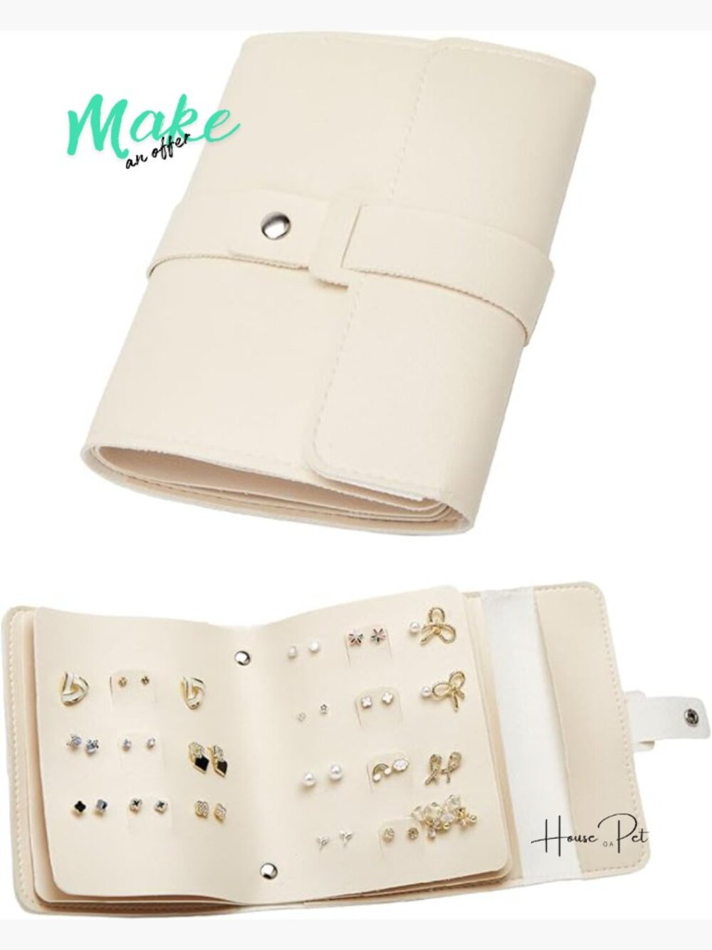 Faux Leather Earring Holder Organizer Book Travel Case